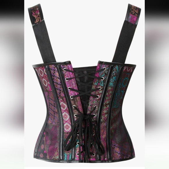 Elegant Jacquard Patchwork Corset Bustier Bodyshaper. Size 6XL. - Picture 3 of 9